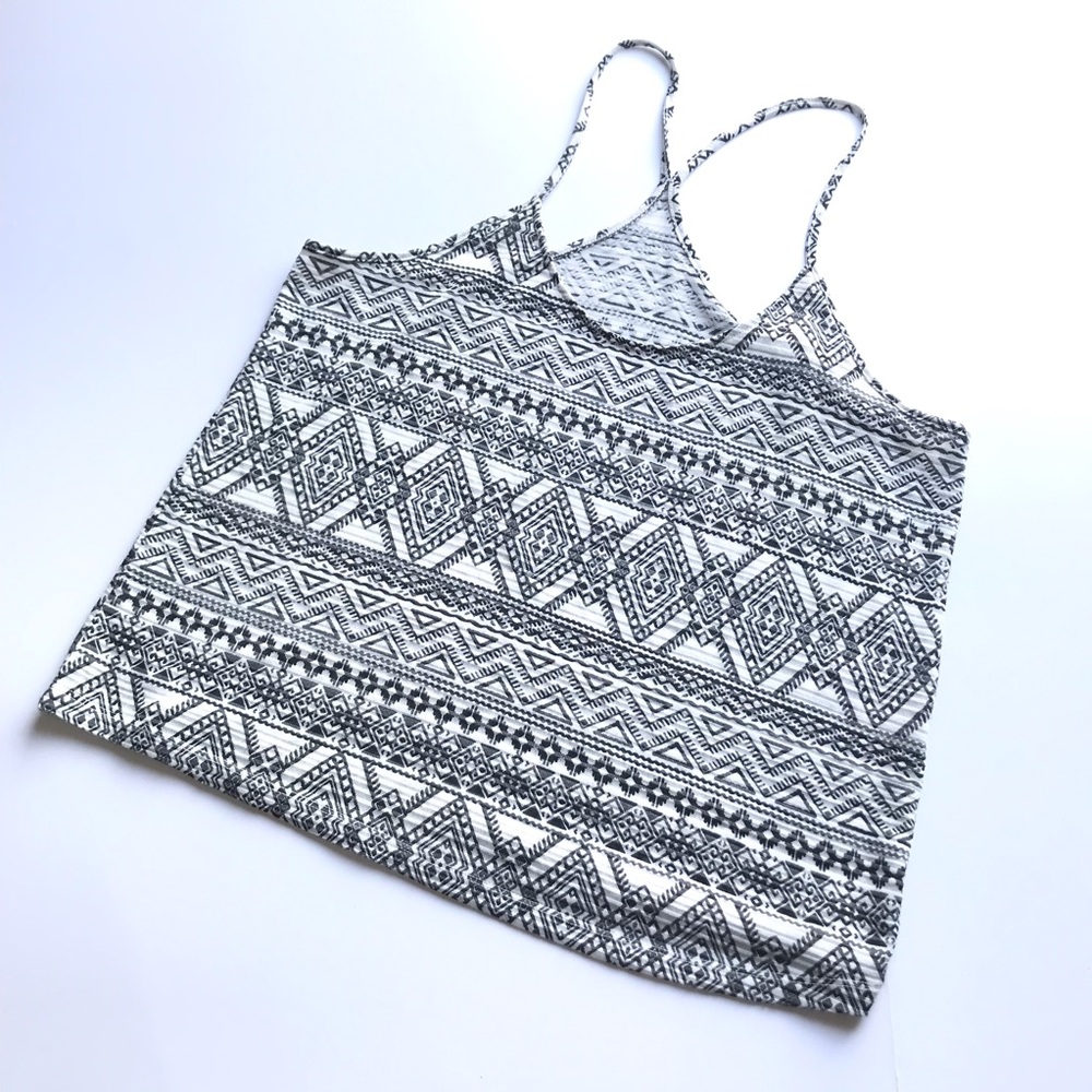 Forever 21 Black White Tribal Racerback Tank Top
